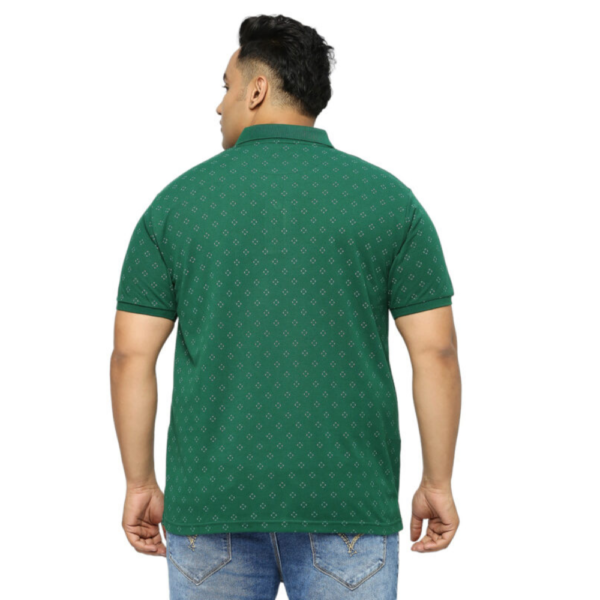 Men's Plus Size All Over Printed Polo Collar Green T-shirt