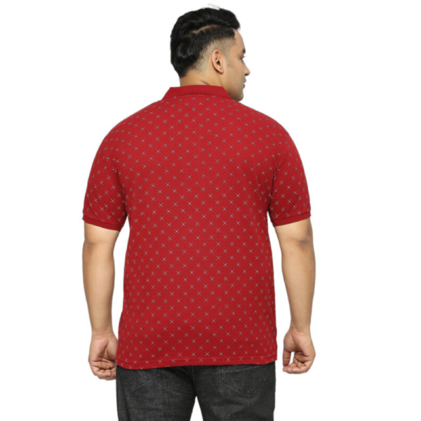 Men's Plus Size All Over Printed Polo Collar Burgundy T-shirt