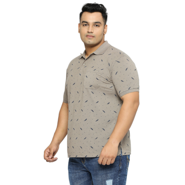 Men's Plus Size All Over Printed Polo Collar Cement T-shirt
