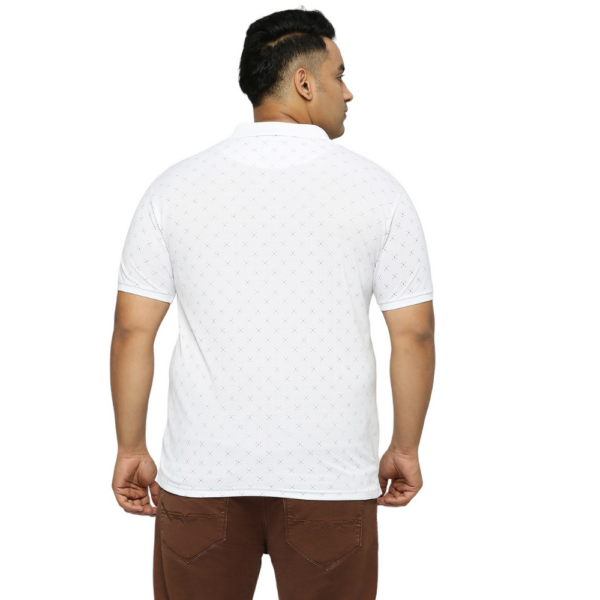 Men's Plus Size All Over Printed Polo Collar White T-shirt