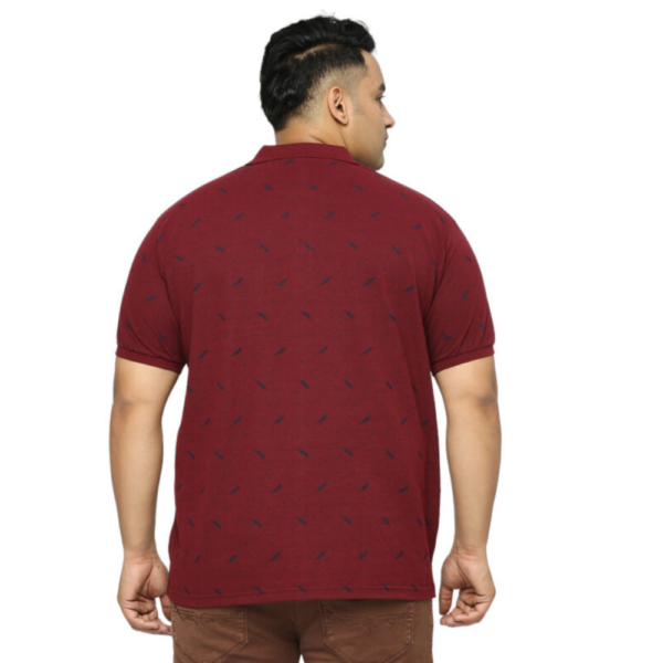 Men's Plus Size All Over Printed Polo Collar Wine T-shirt